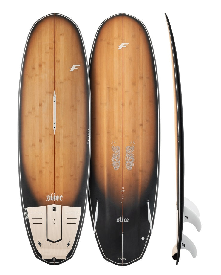 Produktbild von F One Slice Surfboard in Bambus Holzoptik 