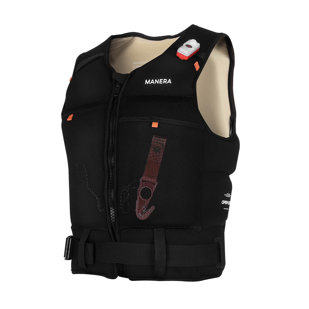 Produktabbildung von vorne der der MANERA Open Seas Vest in der Farbe black