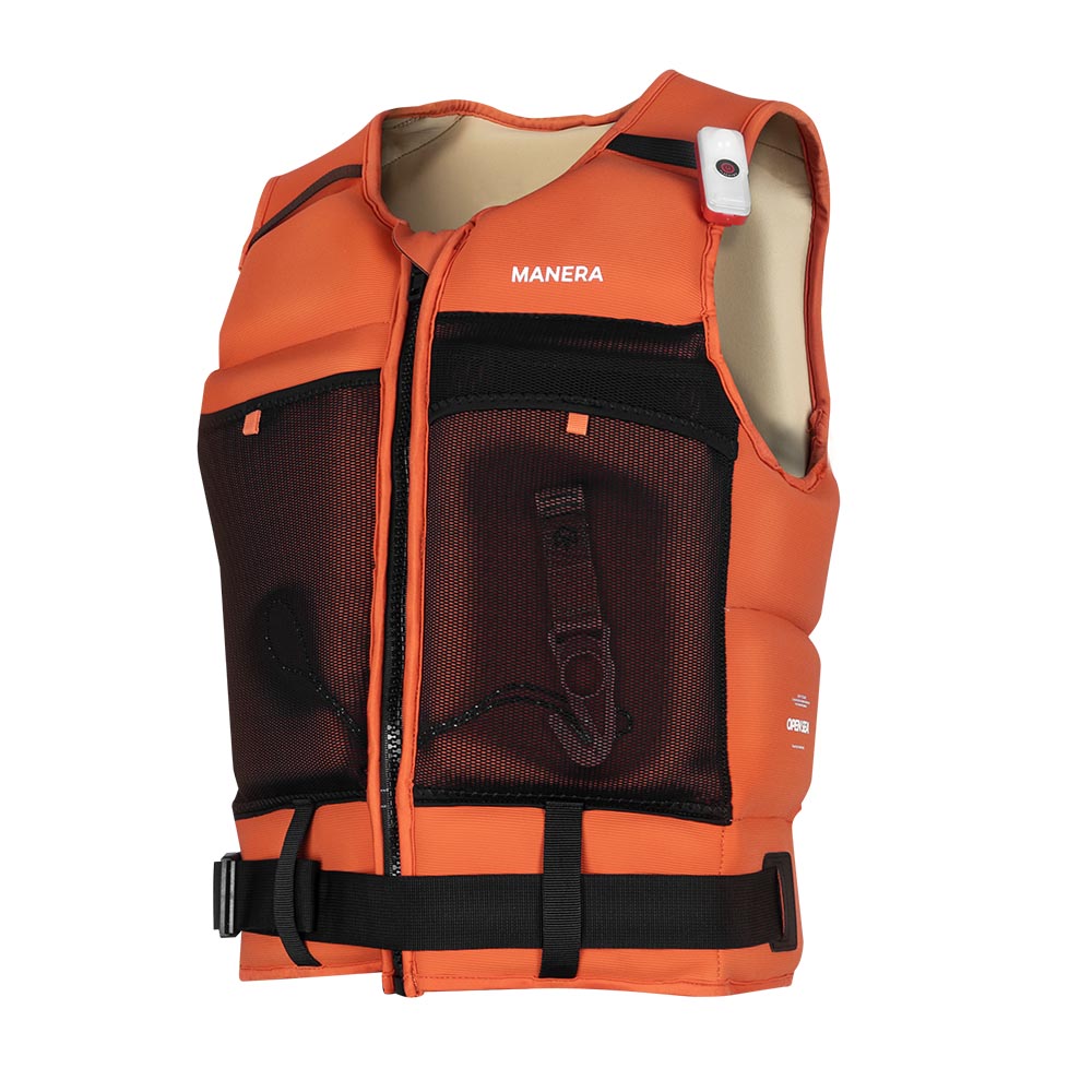 Produktabbildung von vorne der der MANERA Open Seas Vest in der Farbe Carrot